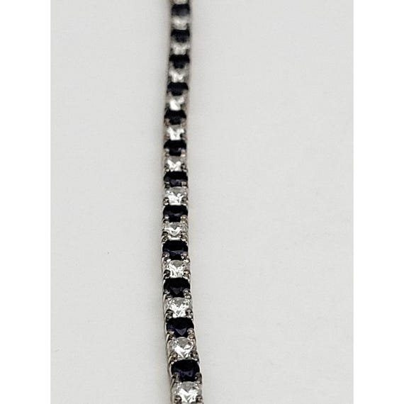 Elegant Silver Tennis Bracelet With Blue & Clear Stones 7 3/4 Inch Dazzler