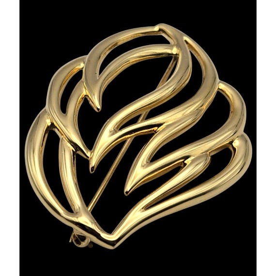 Vintage Monet Gold Tone Leaf Brooch Pin 2 1/2 "