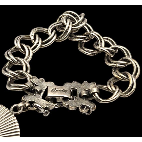 Vintage Barclay Silver-tone Chain Bracelet With Rampant Lion