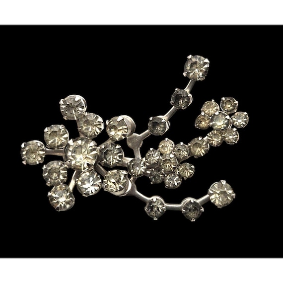 Vintage Floral Rhinestone Pin Brooch1 3/4 " x 1 1/4 "