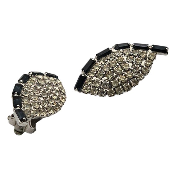 Vintage Clip-On Earrings W/ Blue & Crystal Rhinestones Weiss ?