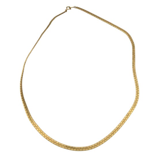 Vtg Trifari Gold-Tone Flat Chain Necklace 17.5" X 1/8" Ornate MCM Design Elegant Jewelry Accessory