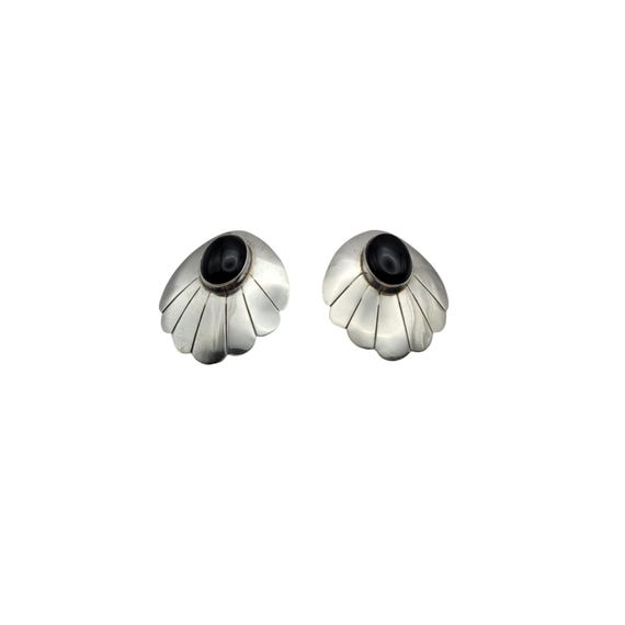 Vintage Tommy Sterling Silver & Onyx Pierced Earrings