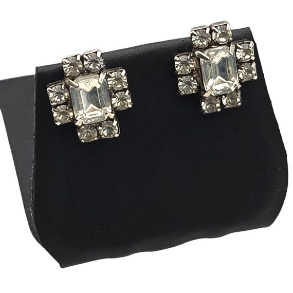 Vintage Art Deco Rhinestone Stud Earrings Elegant