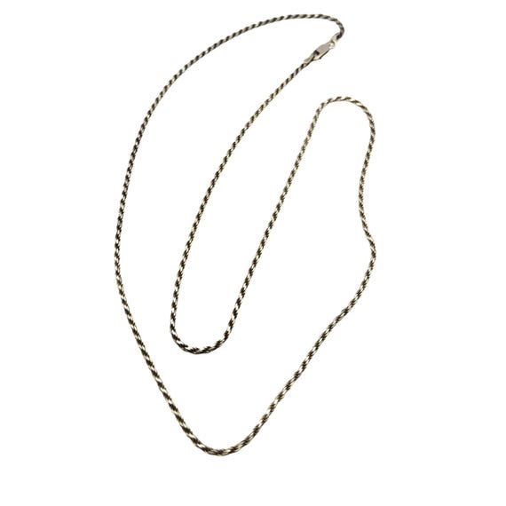 Vintage Slimline Rope Necklace Sterling Silver Diamond Cut 24" Elegant Design For Timeless Style