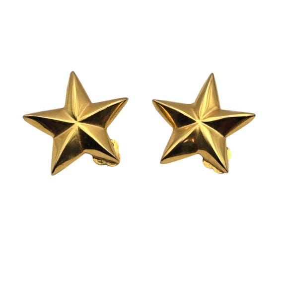 Vintage Gold Tone Star Clip-On Earrings