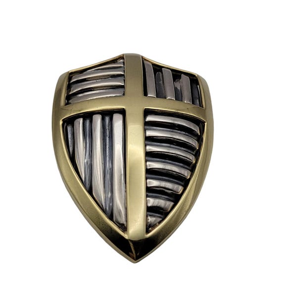 LAGOS 925 750 Sterling Silver & Gold Shield Pin Brooch