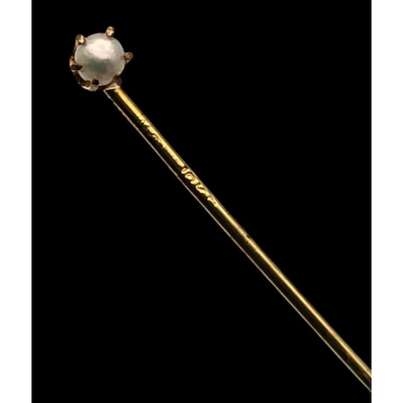 Vtg Victorian 10 Kt Yellow Gold Pearl Stickpin Antique Jewelry Accessory Elegant & Timeless Design 2 1/2 "
