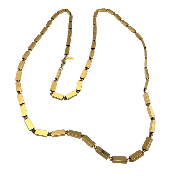 Vtg Monet Gold Tone Box Link Chain Necklace MCM Look & Feel 30" X 3/16"