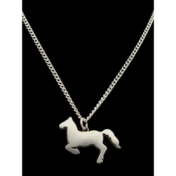 Vtg R. Tennesmed Sweden Pewter Horse Pendant Necklace 14 1/2 "