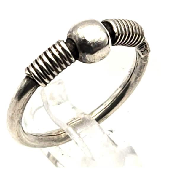 Sterling Silver Wire Accent Ring With Bead Detail Vintage Style Band For Women Size 4
