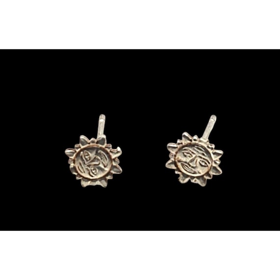 Sun Face Stud Earrings Sterling Silver Boho Chic Jewelry