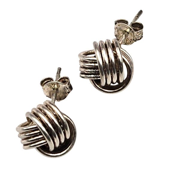 Vintage Sterling Silver Knot Stud Earrings 3/8 "
