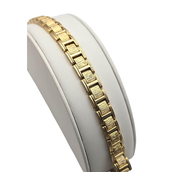 Vintage Gold Toned Add A Link Bracelet With Brushed Finish 7 1/2 "