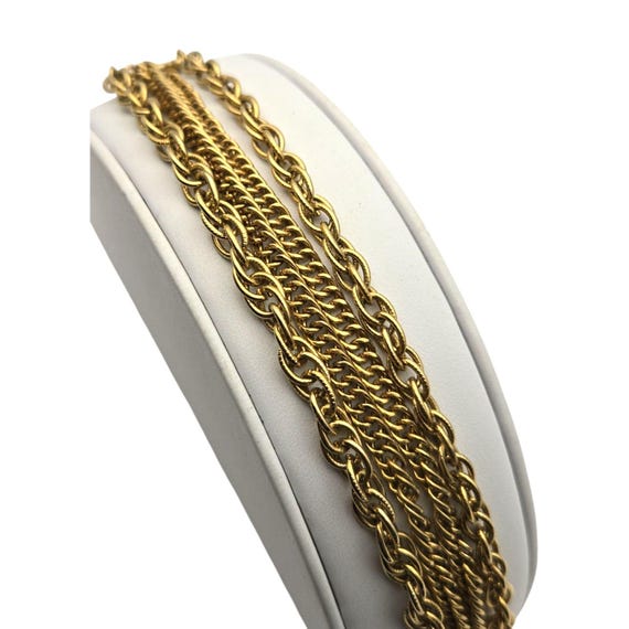 Vintage Lisner Goldtone Multi-Strand Chain Bracelet With Secure Clasp 7 " x 3/4 "
