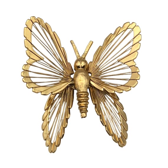 Vtg Monet Gold Tone Reticulated Butterfly Brooch Pin 1 3/4" x 1 5/8"