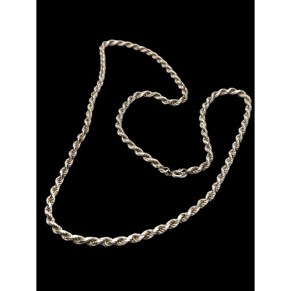 Vintage Sterling Silver Italian Rope Chain Necklace 22" 2.27mm Width Elegant Jewelry