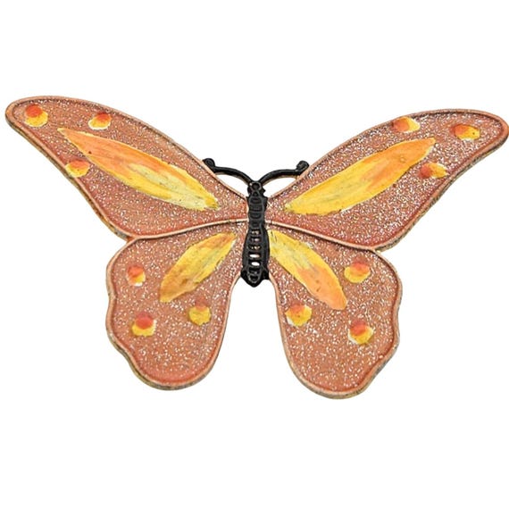 Vintage Hattie Carnegie Butterfly Brooch Gold Tone & Enamel Pin