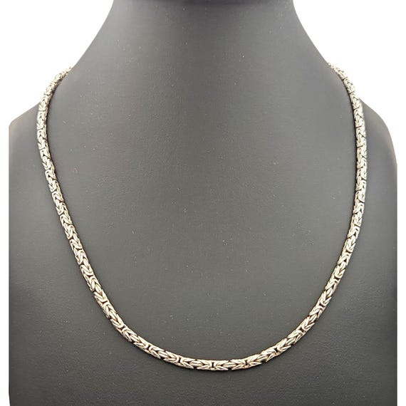Vintage Sterling Silver Chain Necklace 925 Woven Bali Style Hook Closure 18 Inches