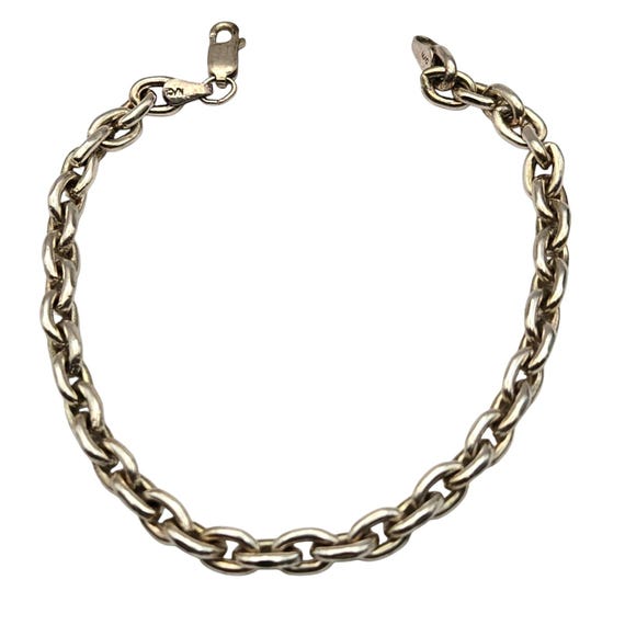 Vtg Sterling Silver Anchor Chain Link Bracelet 7.5" Unisex 13.12g Classic Accessory