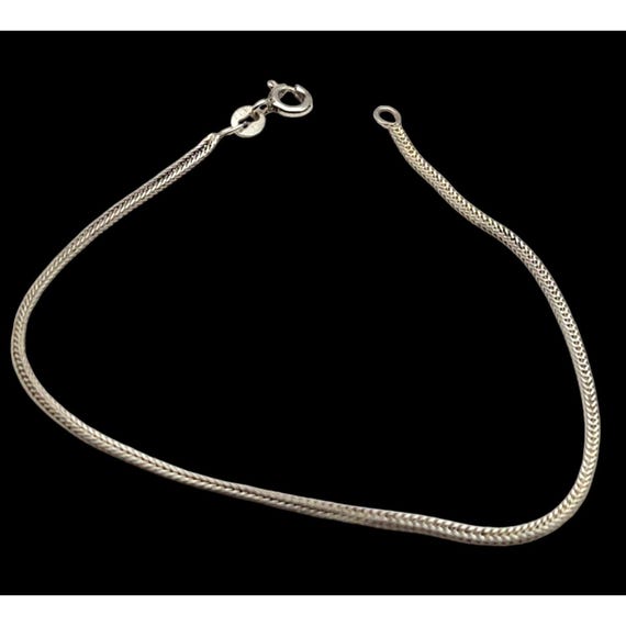 Sterling Silver Herringbone Chain Bracelet 7 3/4 " Vintage Style With Spring Ring Clasp