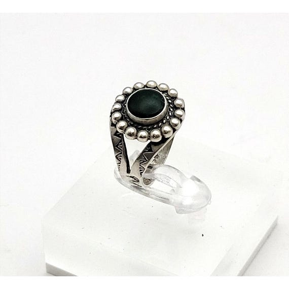 Vintage Sterling Silver Malachite Ring Size 4 3/4 -5