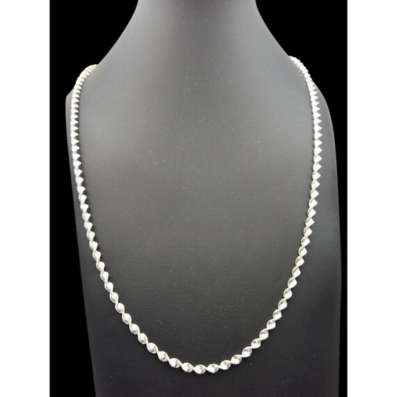 Vtg Diamond Cut Sterling Silver Twist Necklace 24" Elegant Design Loads Of Sparkle