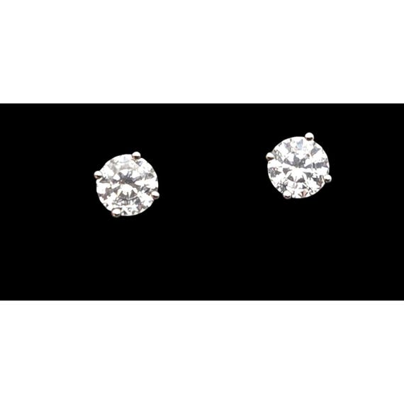 Vintage 1.5 Ct. Round Cut 925 Sterling Silver CZ Stud Earrings For Women
