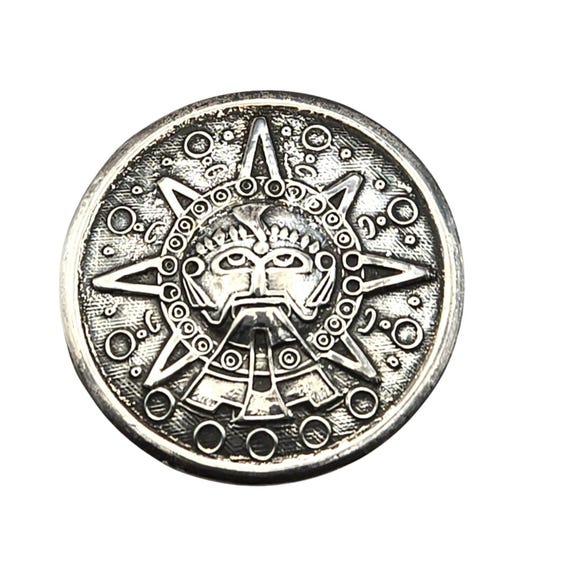 Vtg Mexican Sterling Silver Sun God Brooch & Pendant TU-13 925 Handmade Mexico