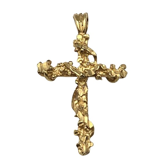14 kT Gold Handcrafted Twisted Nail Cross Pendant Easter GIFT