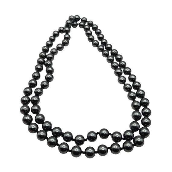 Vintage Hematite Magnetic Bead Necklace With Decorative Storage Pouch 16 " Great Gift !