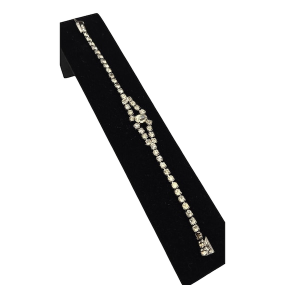 Vtg Art Deco Rhinestone Bracelet Single Strand 7" Elegant Jewelry For Women