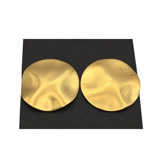 Vtg Monet Goldtone Geometric MCM Disk Clip-On Earrings 1 " x 1 "