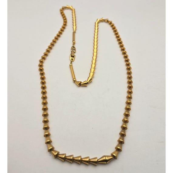 Vtg MCM Napier Goldtone Beaded Necklace With Cone-Shaped Beads & Barrel Clasp 31 "