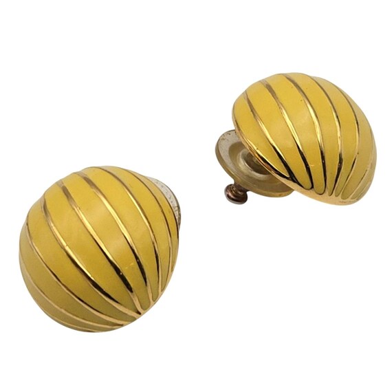 Vtg Napier Yellow Enamel Button Stud Earrings 1 "
