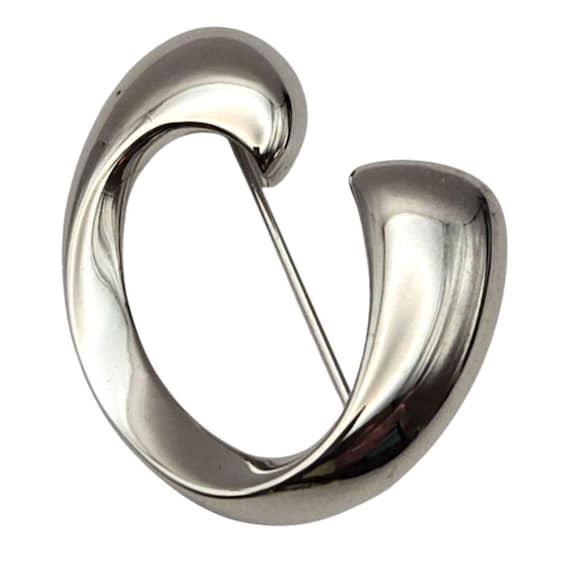 Vintage Monet Silver Tone Initial C Brooch 1 3/8 " x 1 1/8 "