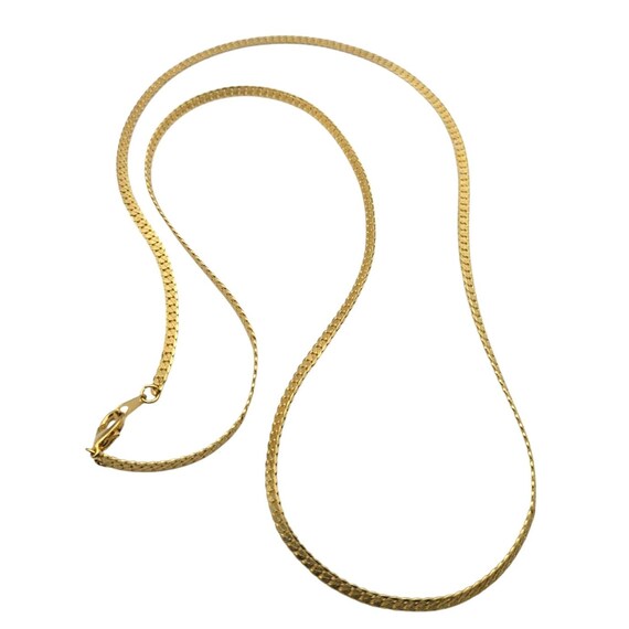 Vtg Gold Plated Flat Slimline Chain Necklace 30" Length x 1/8" Width Elegant & Timeless Design For Classic Style