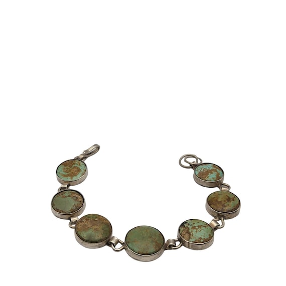 Handmade Native American Turquoise & Sterling Silver Bracelet - 7 Inch