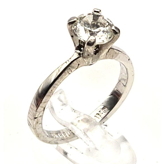 Sterling Silver 925 CZ Solitaire Engagement Ring Size 4 3/4 Vintage Style