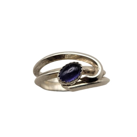 Sterling Silver Wrap Ring With Oval Iolite Gemstone