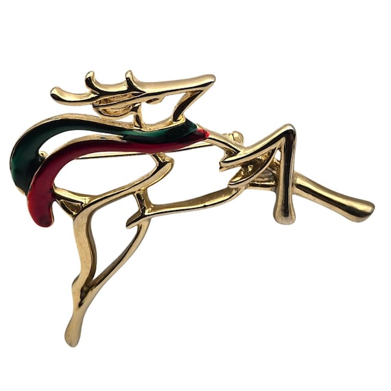 Vintage Danecraft Reindeer Enamel Brooch Pin 2 3/4 Inch