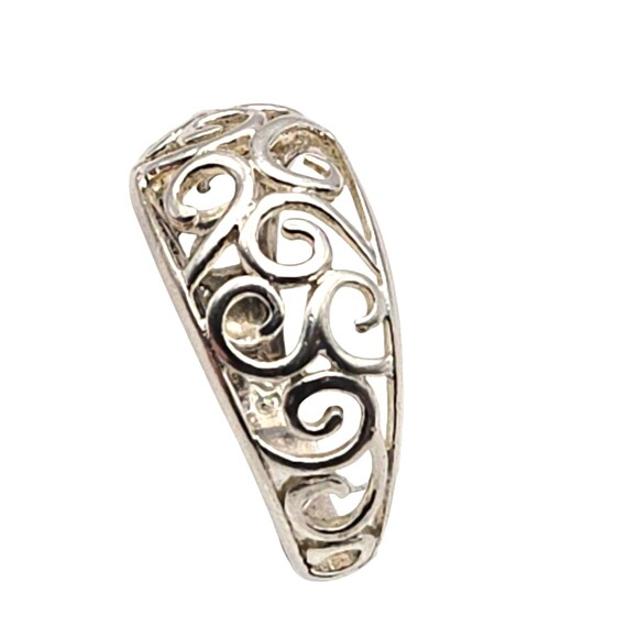 Sterling Silver Reticulated Dome Ring Size 7 With Elegant Swirl Design