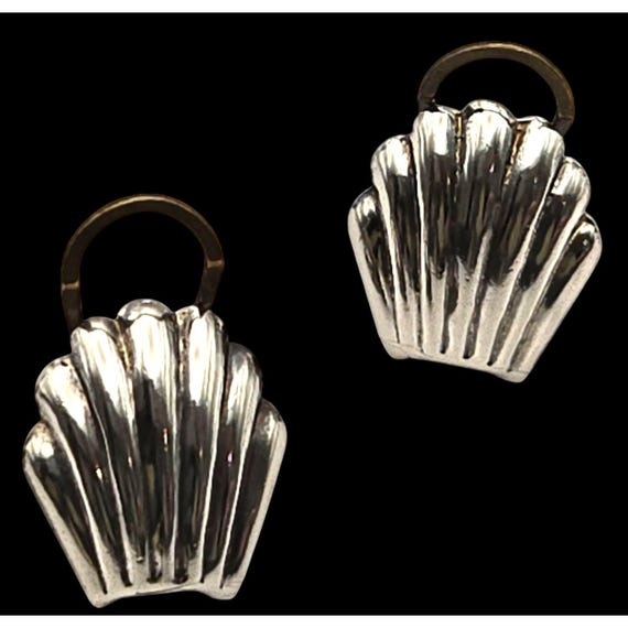 Sterling Silver Shell Clip On Earrings With Brass Clips Vintage Design