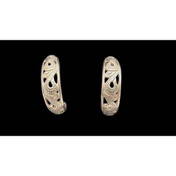 Vintage Sterling Silver Reticulated Hoop Earrings 3/4 Inch Design