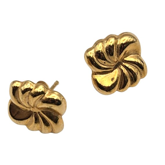 Vtg 14 Kt Yellow Gold Floral Swirl Stud Earrings 3/8 "