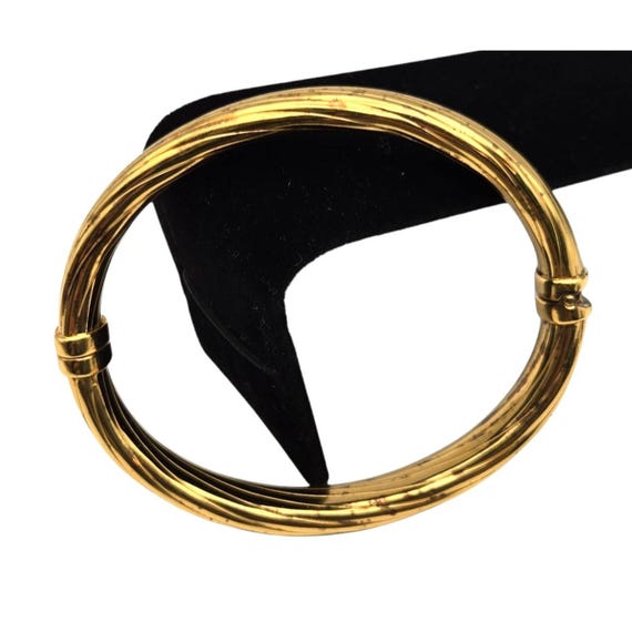 Vtg  Veronese Gold Vermeil On Sterling Silver Twisted Latch Bangle 2.5"x2" Inside / 3" Outside Hollow 3/8" Width Elegant Jewelry