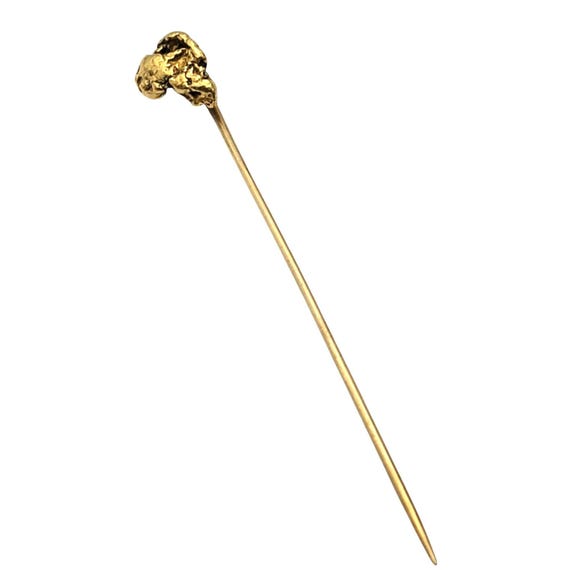Victorian 14 Kt Gold Nugget Stickpin Antique Jewelry Collectible 2 3/4 "