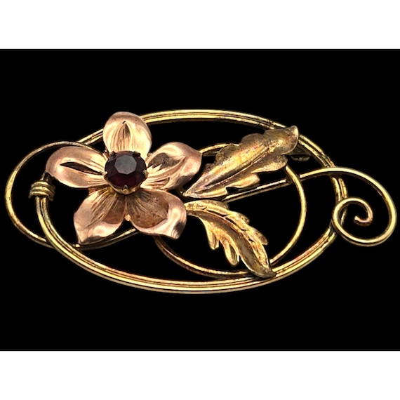 Antique 12K Gold-Filled Flower Brooch By Van Dell