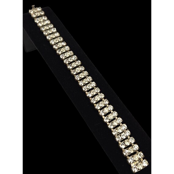 Vintage 1930s Czechoslovakian 3 Row Rhinestone Bracelet Marked CZFCHO 500 Timeless Sparkling Design
