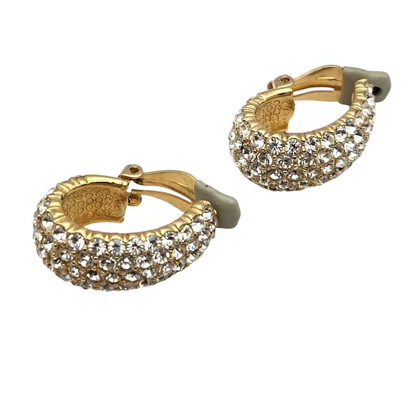 Vintage Ciner Rhinestone Crystal Clip-On Hoop Earrings With Swarovski Crystals